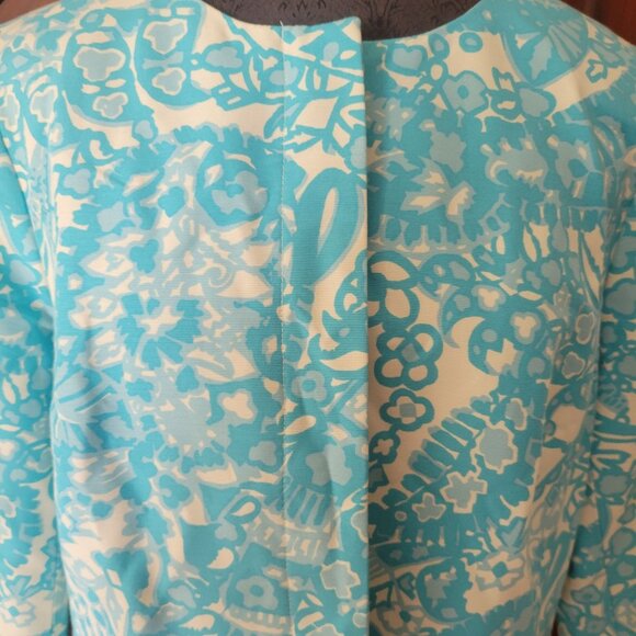 Talbots Womens Floral Pattern Jacket Mid-Length Button Closure Blue & White Size - Picture 2 of 9